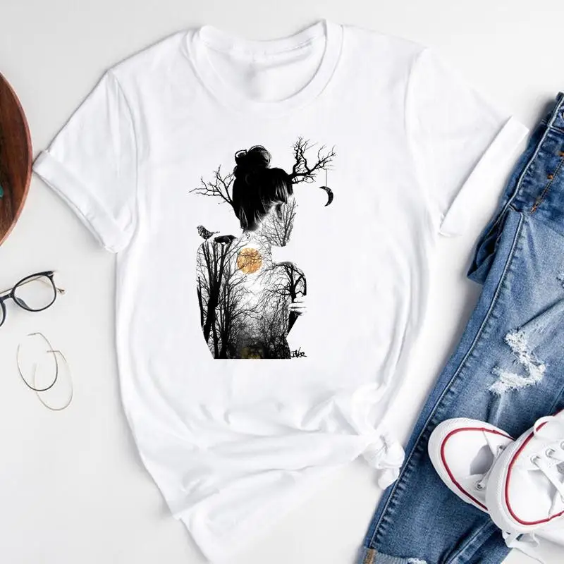 

Женские графическим рисунком из мультфильма, для рисования забавная 90s одежда с коротким рукавом с цветочным принтом на лето с принтом, одеж...