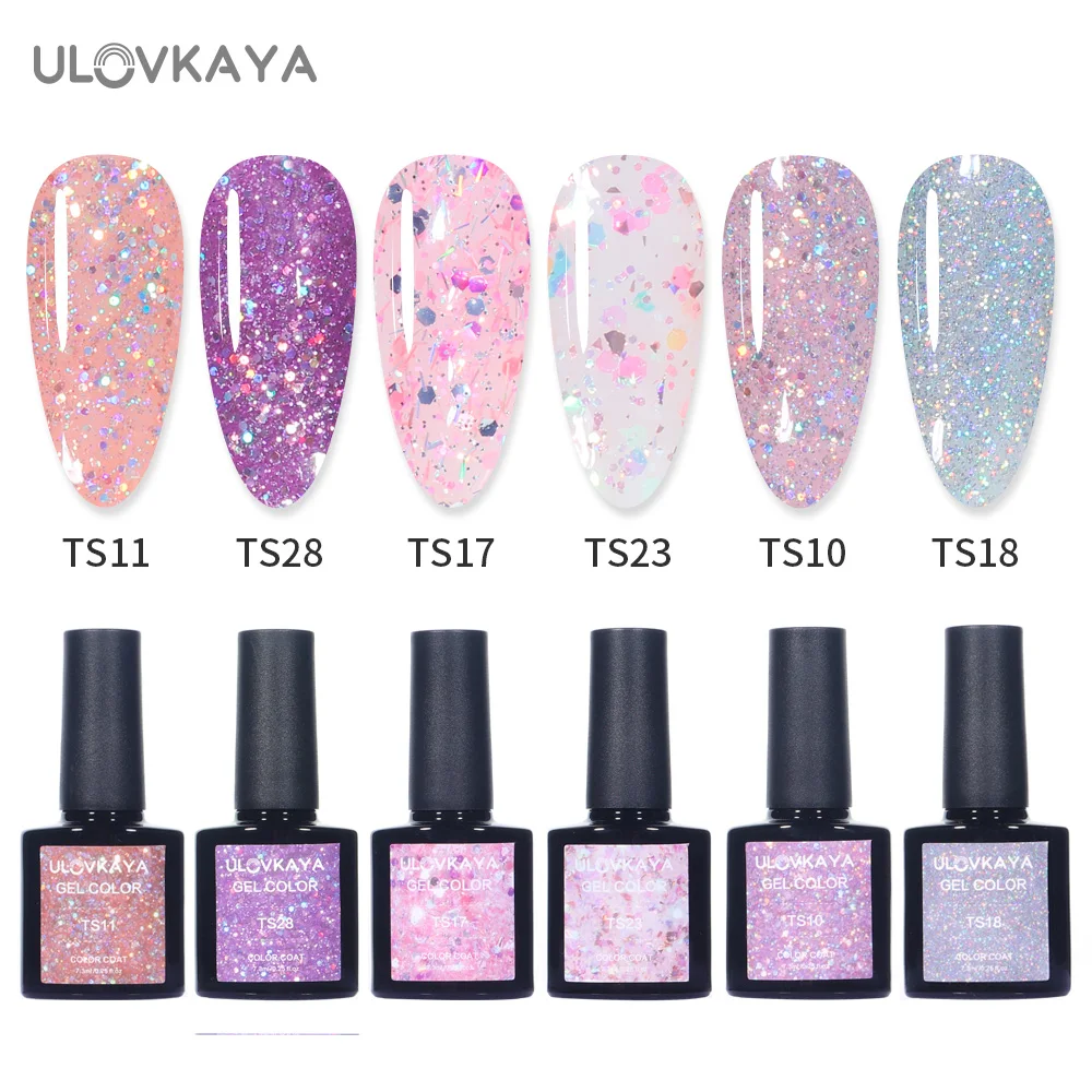 ULOVKAYA блестки набор гель лаков для ногтей Цвета Полупостоянный эмали УФ
