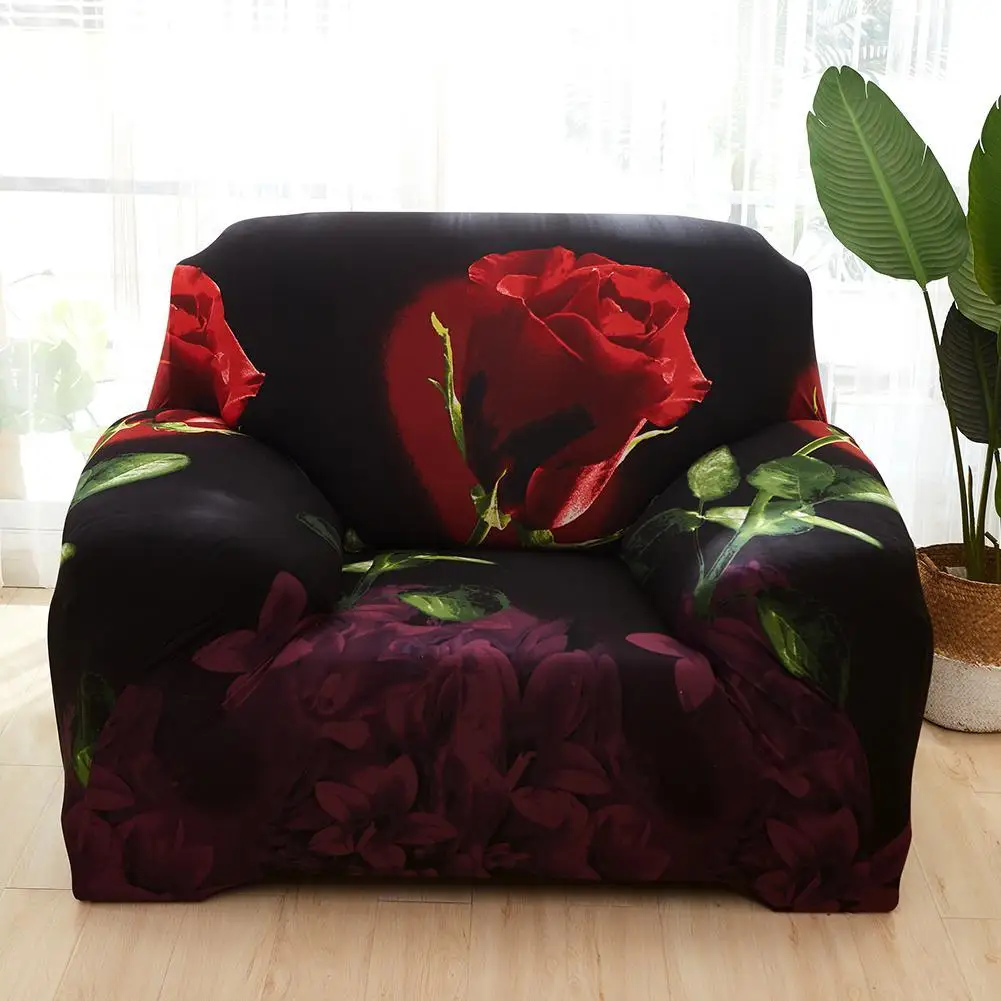 

3D Red Rose Flower Printing Elastic Sofa Cover/Pillowvase for Living Room