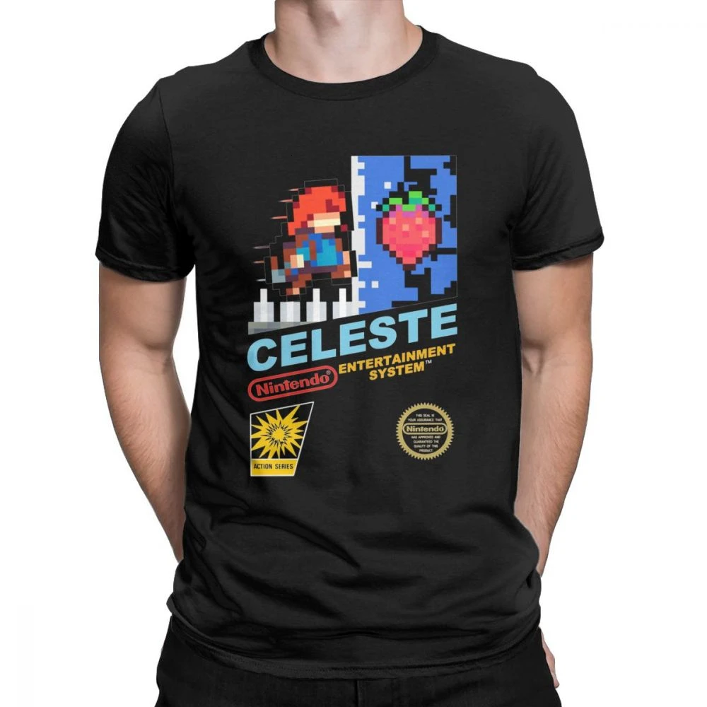 

Midnite Star Celeste NES Cover Light Blue T-Shirt for Men Vintage Cotton Tee Shirt Round Collar Short Sleeve T Shirt Plus Size