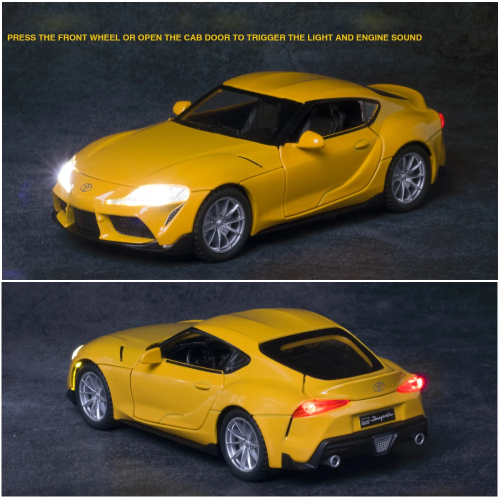 

1:32 High Simulation Toyota GR SUPRA Diecast Alloy Car Model Sound Light Kid Toys Pull Back For Children Gifts Collection Baby