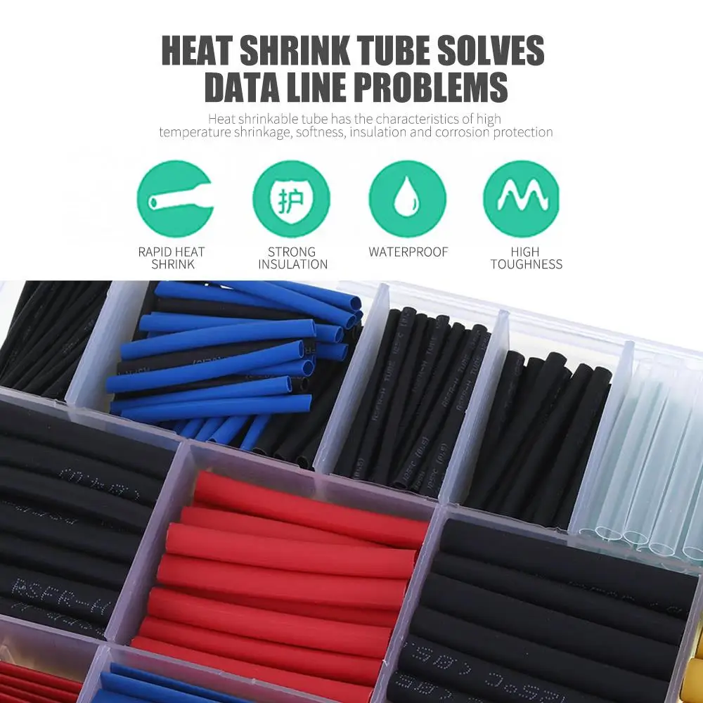 

Heat Shrink Tubing Boxed Insulation Durable Colour Accessories Insulated Sleeve Tubes Cable Duct Spare Parts Kit Temperature