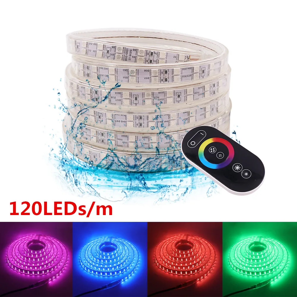 5050 RGB светодиодные полосы света 220 В водонепроницаемый 60 Светодиодный s/m 120