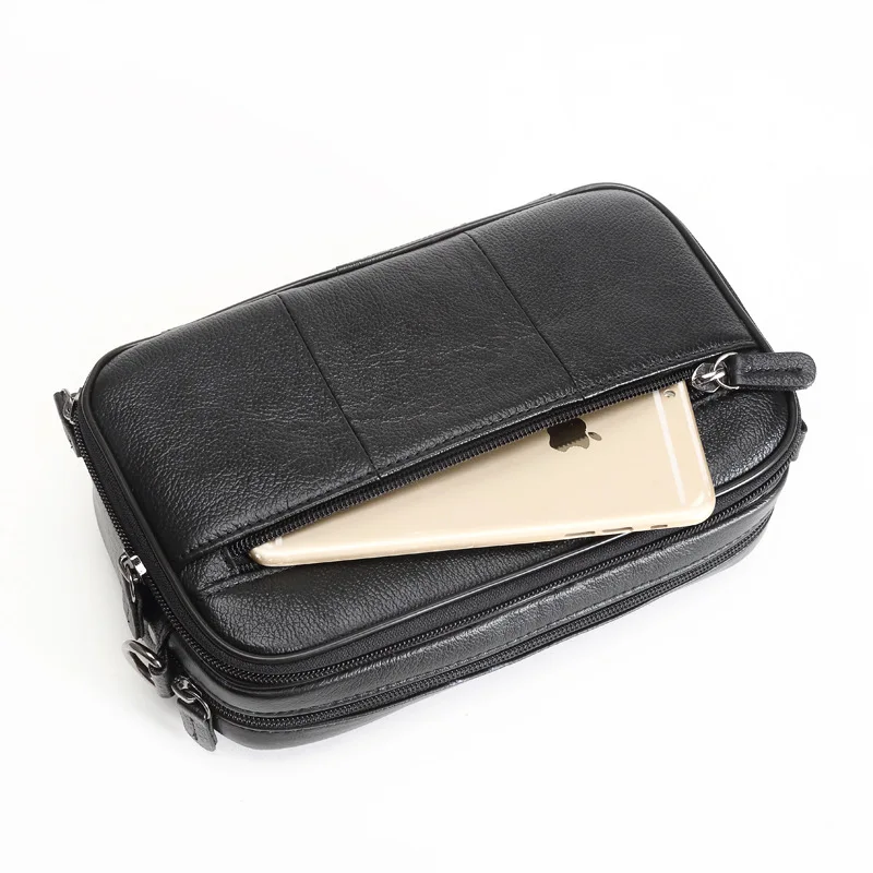 

High Quality Men's Clutch Bag Genuine Leather Male Business Wallets Skin Zipper Clutch Purse Money Bag Mobile Phone Case Pouch