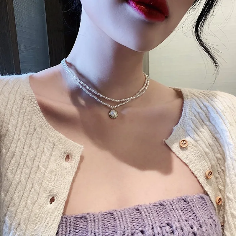 Женское Двухслойное колье MENGJIQIAO Новое Элегантное вечерние велирное украшение с