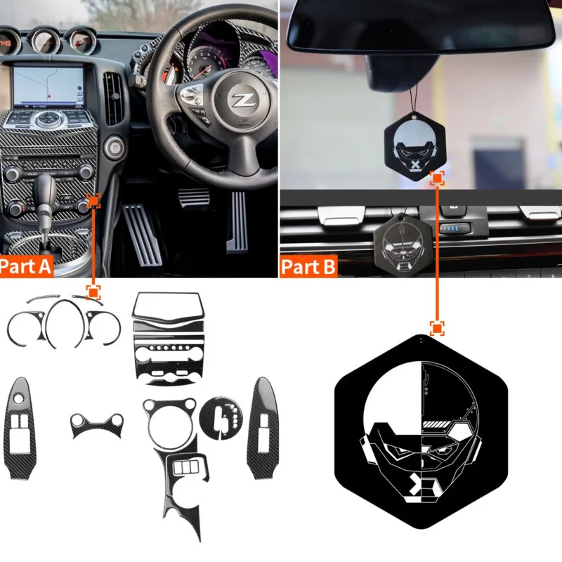 

Fit For NISSAN370Z Z34 2009 to present true carbon fiber central control gear position water cup heating button car modification