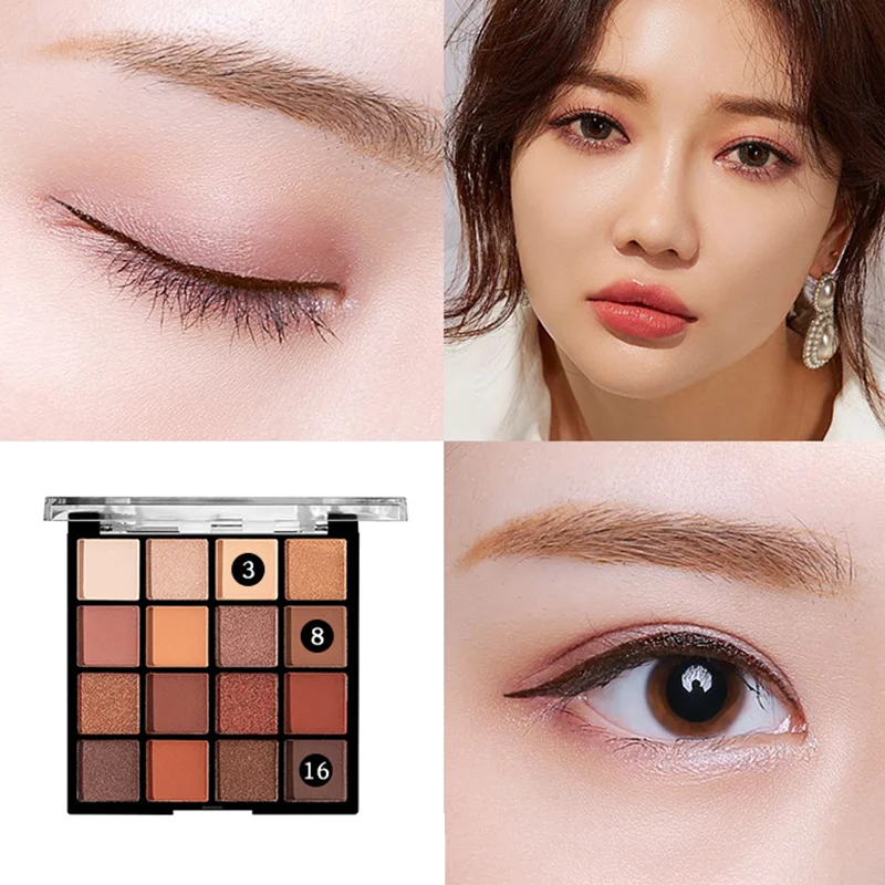 

Natural Nude Eyeshadow Palette 16 Color Matte Eye Shadow Makeup Tools Pigment Cosmetic Metallic Make Up Sets