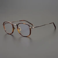 japanese high quality acetate titanium glasses frame men square eyeglasses for women clear lens prescription eyewear alcor