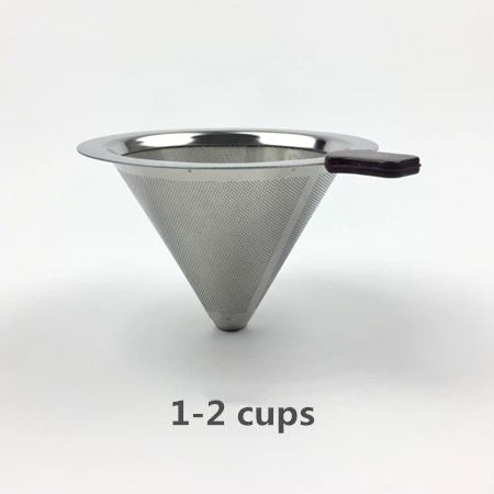 1-2 cups GATER многоразовый держатель фильтра для кофе из нержавеющей стали для варки капельного кофе фильтры Воронка металлическая сетка фильтр для кофе, корзина для чая инструменты - Цвет: 1-2 cups