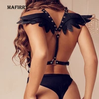 women sexy accessories angle wings chest leather harness belt bondage punk lady waist blet lingerie suspender chest harness cage