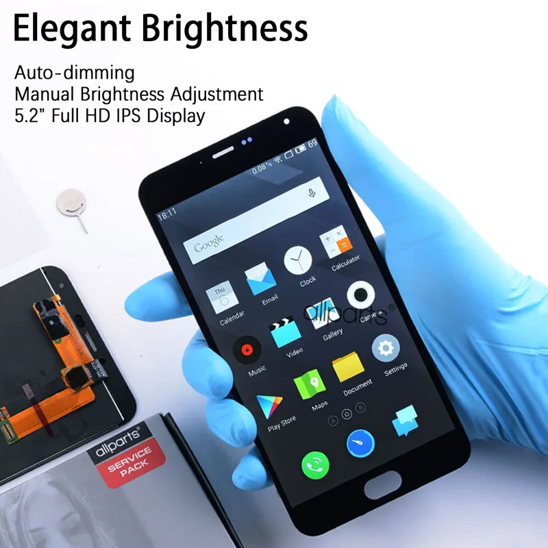 Дисплей для MEIZU M2 Note в сборе с тачскрином на рамке 5.5'' черный
