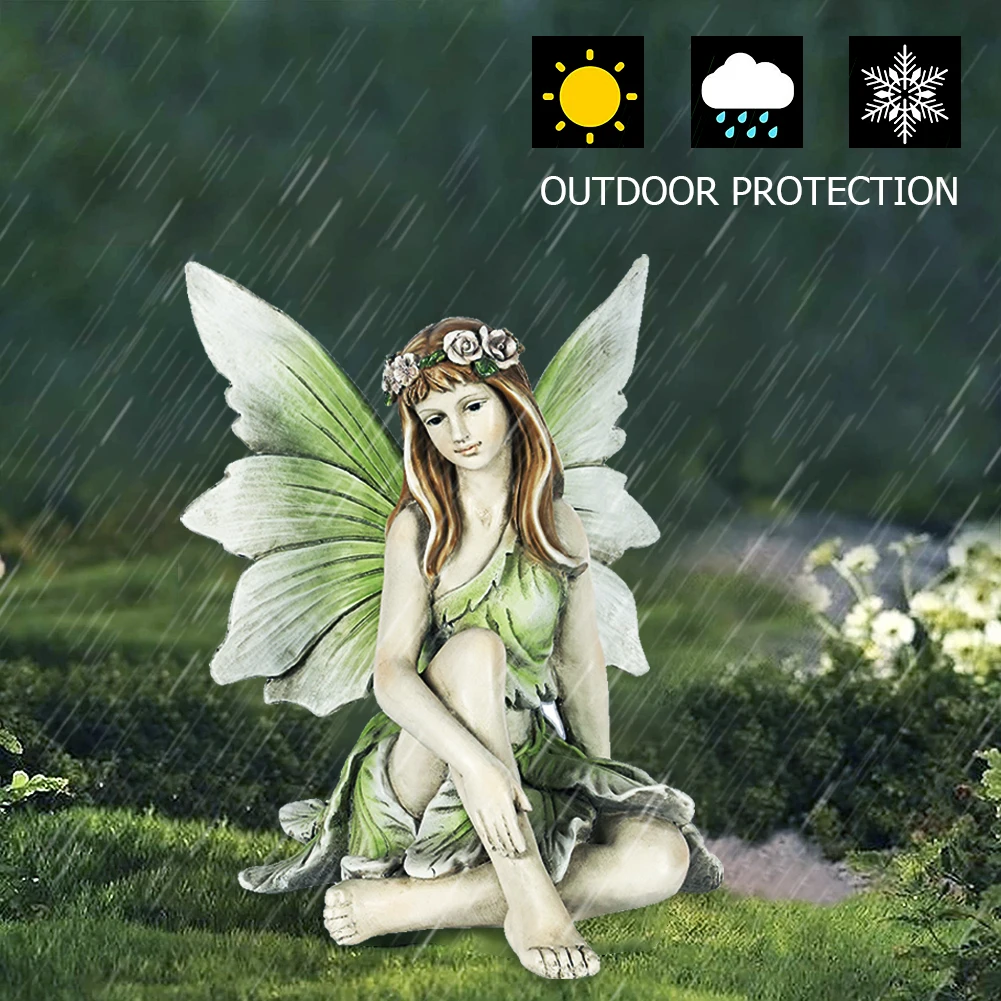 

Resin Fairy Statue Girl Figurine Gift Outdoor Courtyard Accessories Decoration Hand-made Table Lamp Desktop Decoration