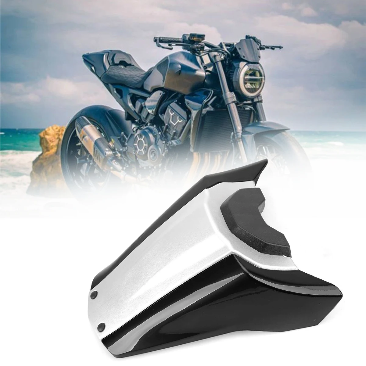 

Motorcycle Rear Seat Passenger Cover Cowl Fairing for Honda CB1000R 2019-2021 Black-Silver