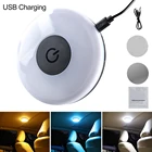 Портативный светодиодный светильник с USB-зарядкой, Круглый перезаряжаемый беспроводной внутренний светильник для чтения, универсальный сенсорный тип, автомобильный внутренний ночник s