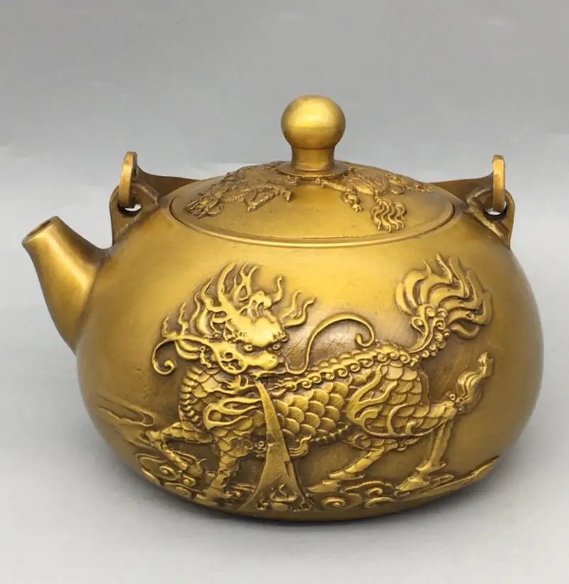 

Китайская латунная скульптура kirin чайник статуя ремесла