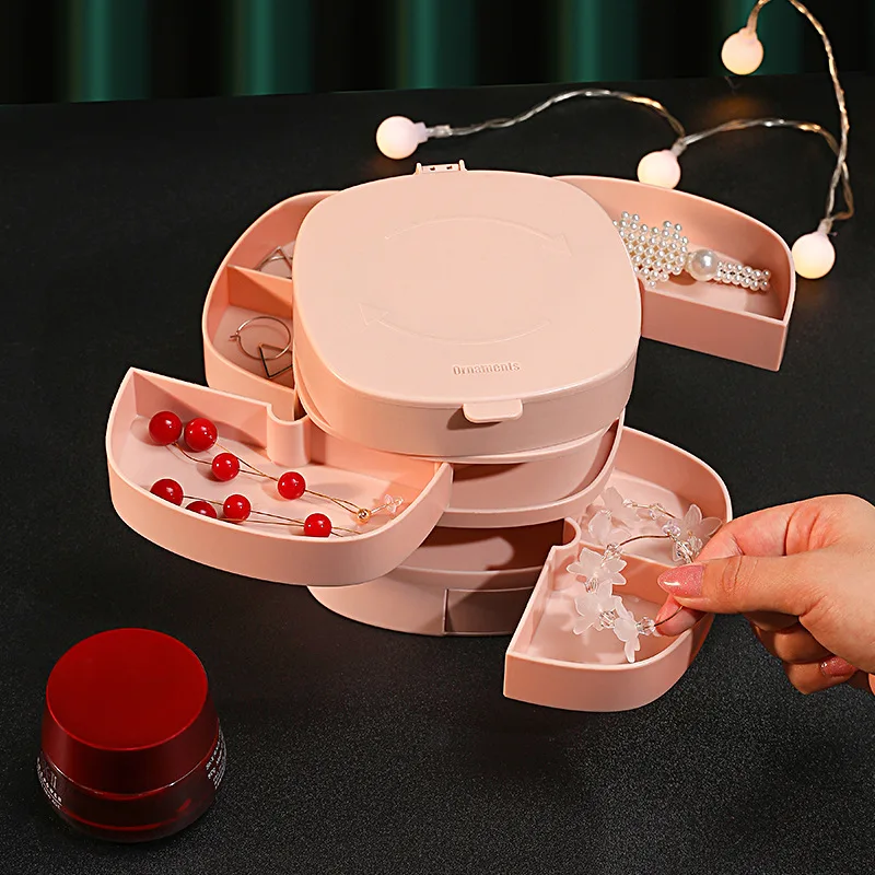 

2020 Real Caixa Organizadora Storage Organizer Rotatable Necklaces Earrings Stud Wearing Small Delicate Hand Multilayer Receive