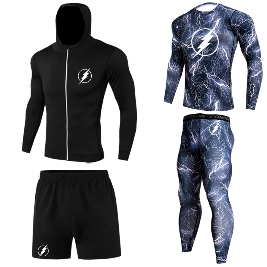 Winter thermal underwear suit men's compression sportswear running training warm bottom leggings jogging men's fitness suit
