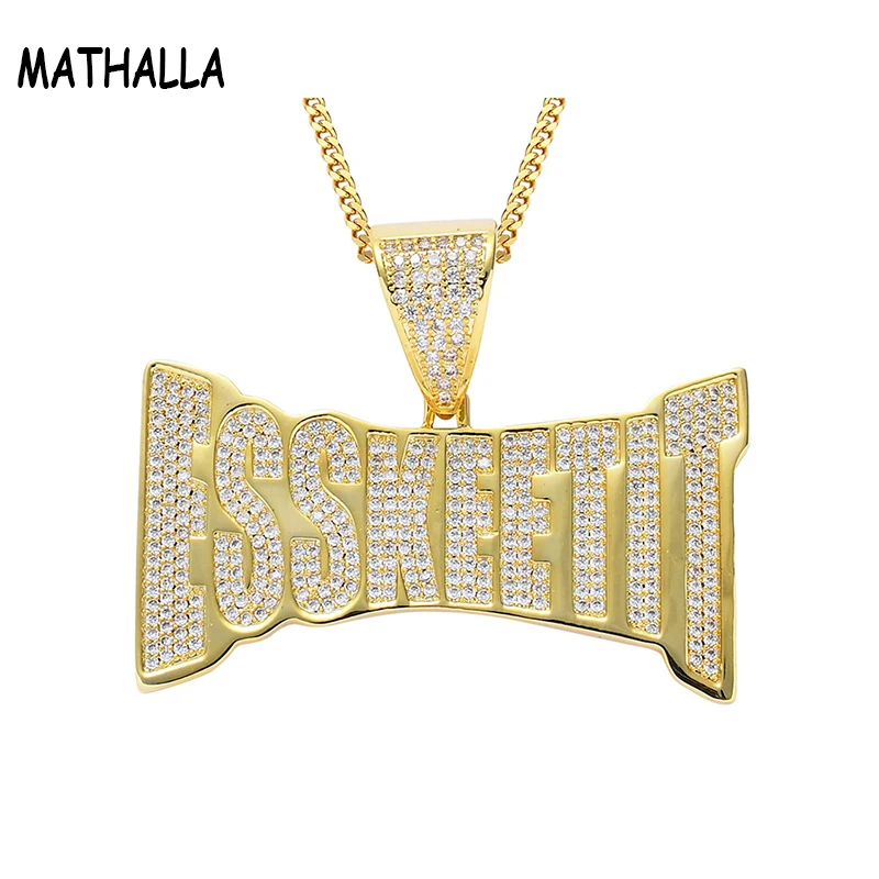 

Мужское ожерелье MATHALLA с подвеской в виде буквы и имени, ледяной кристалл, кубический цирконий, хип-хоп, ювелирные изделия, подарки для мужчин