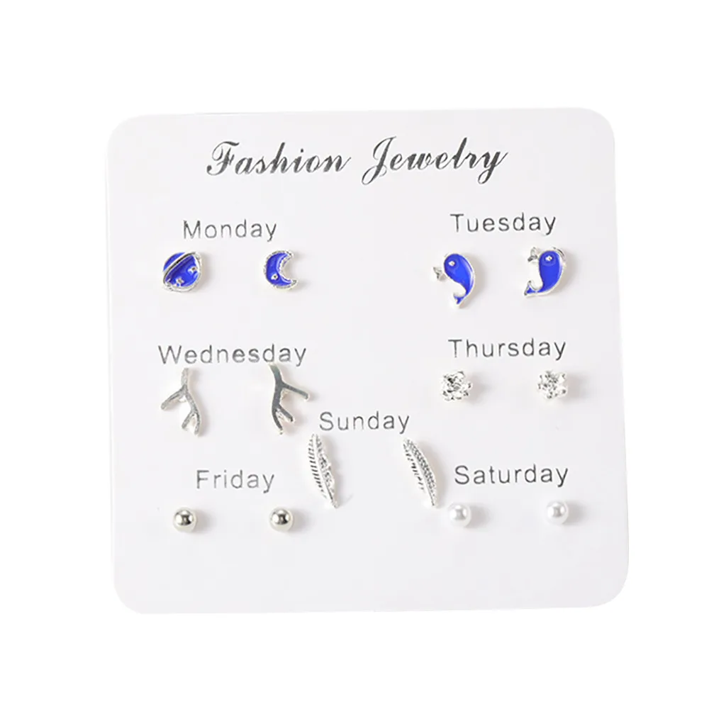 7 пар простой набор серьги темперамент модные корейский кленовый лист Примечание