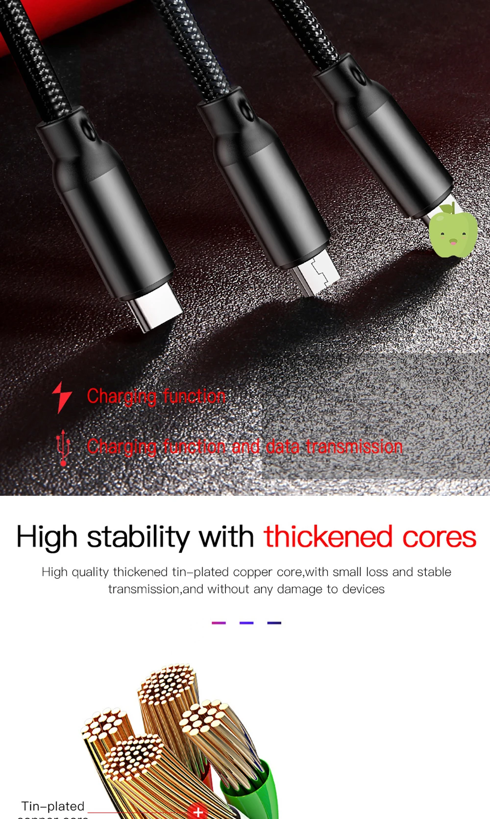 FBYEG 3 в 1 USB кабель для мобильного телефона Micro usb type C кабель зарядного устройства для iPhone XR XS Max X huawei шнур для быстрой зарядки данных