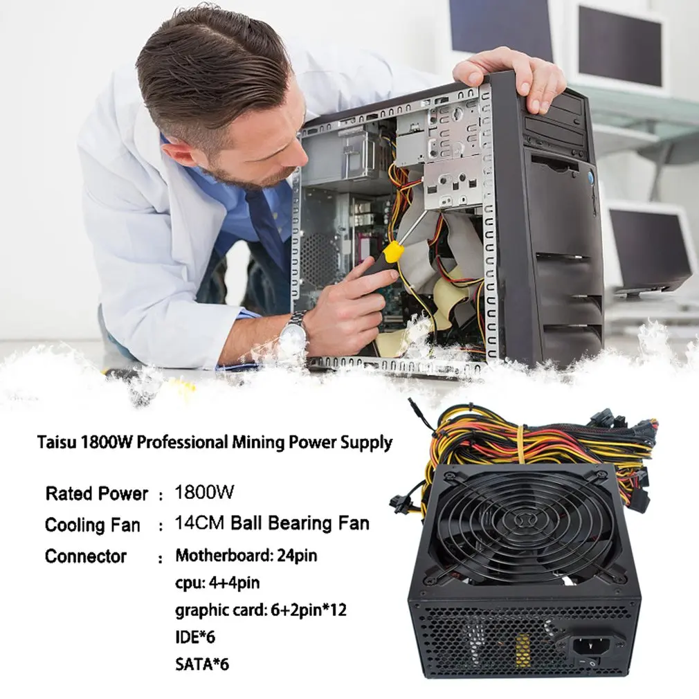

1800 Mining Computer Mining Machine Power Supply Server Dedicated Without Power Cord 6 Cards Server Dedicated Miner Power Supply