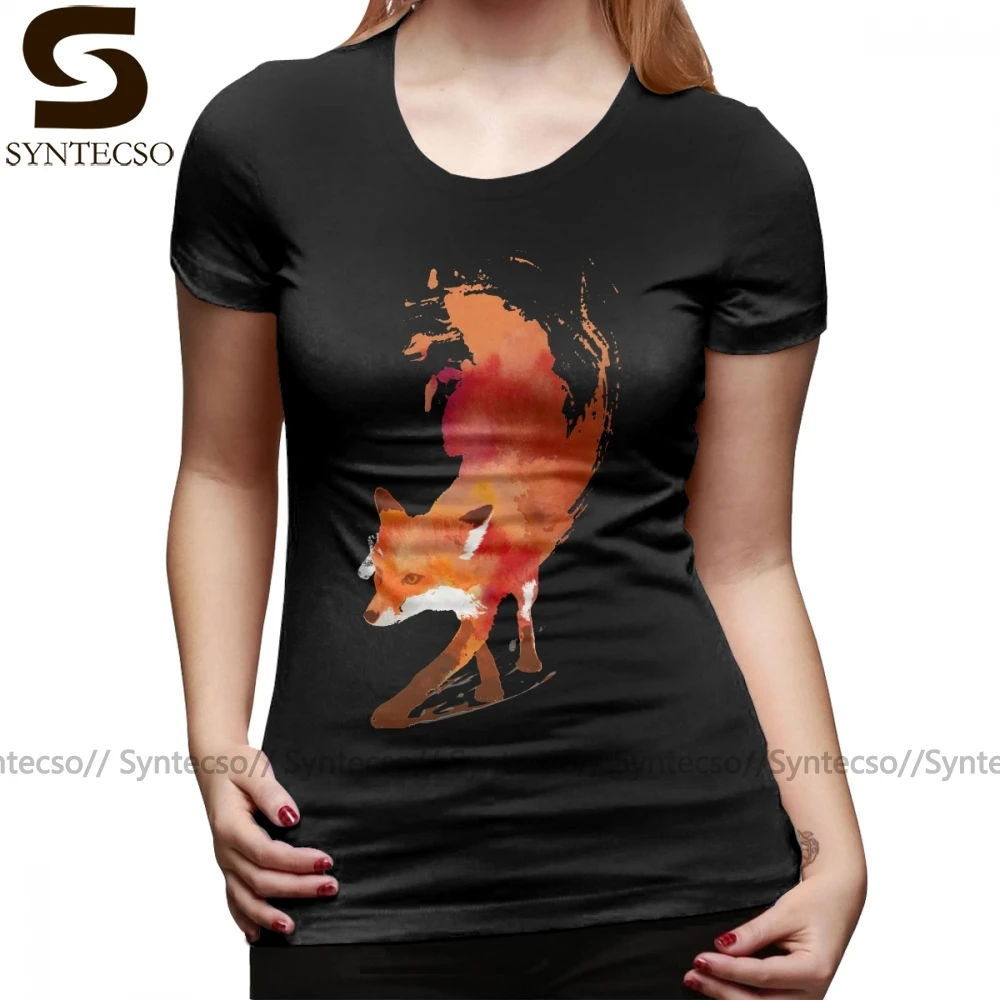 Футболка с рисунком лисы футболка вульпом хлопчатобумажная женская круглым