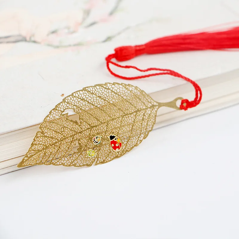 

Chinese Style Gold Tassel Leaves Bookmark Stationery Book Folder Office School Exquisite Gift School Supplies Student supplies