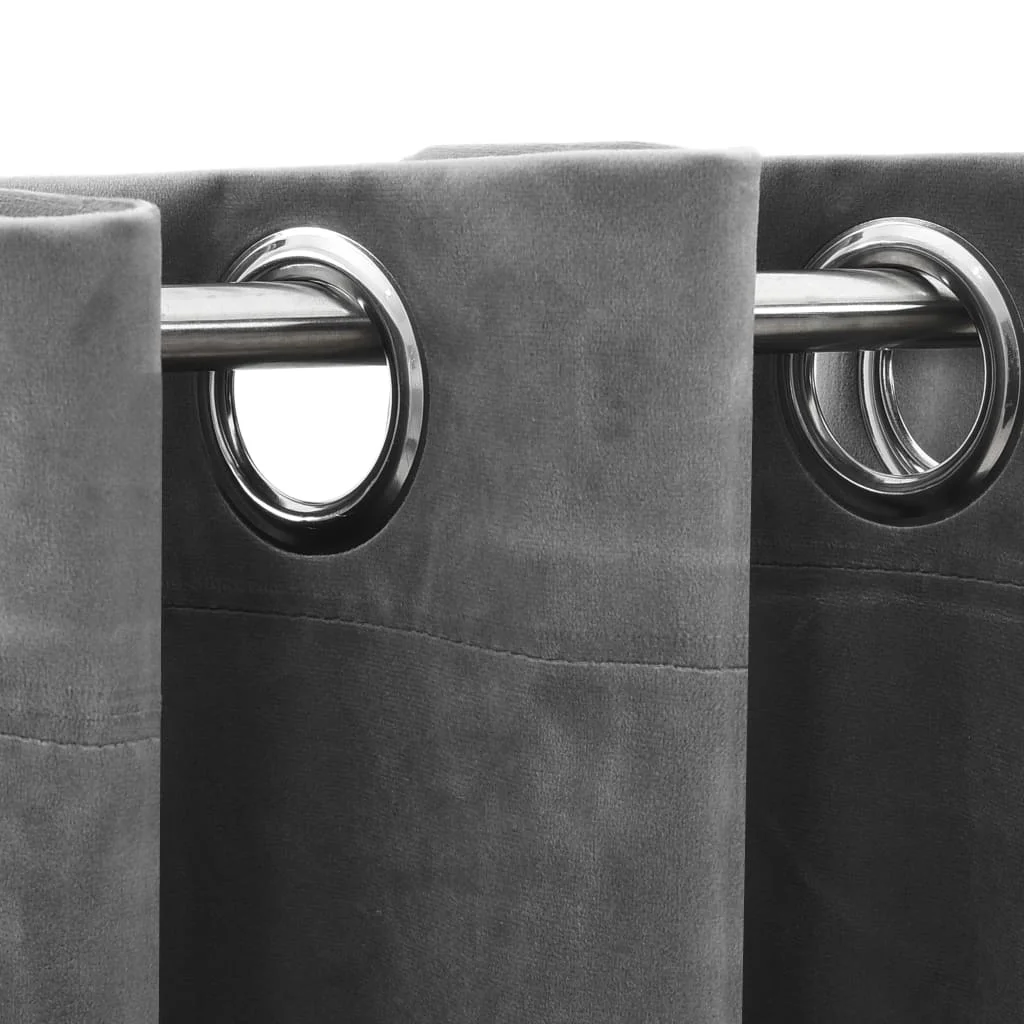 

Blackout Curtains with Rings 2 pcs Gray 54"x63" Velvet Free Shipping in the U.S.