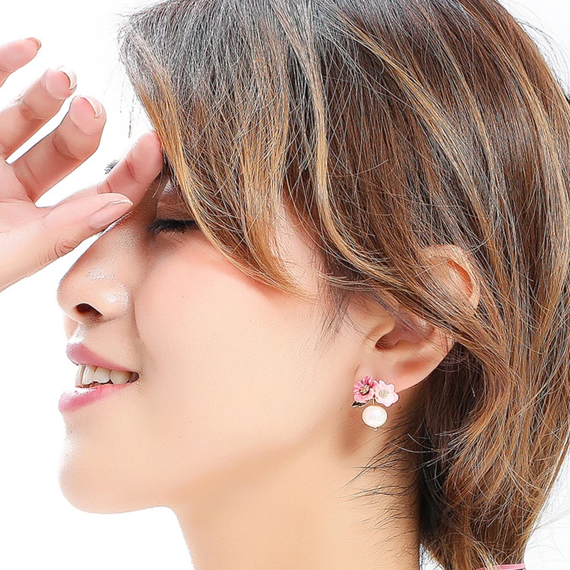 Женские серьги гвоздики с эмалью BOEYCJR винтажные ручной работы цветком и