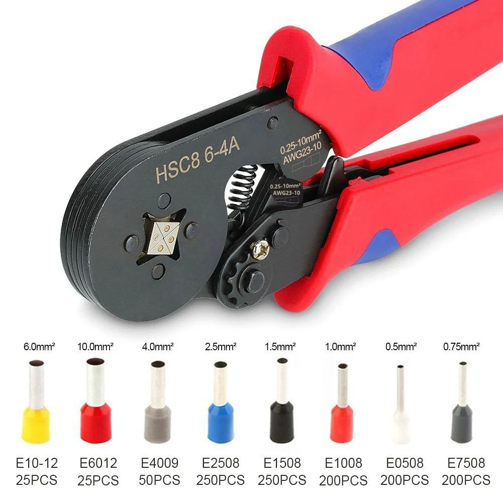

GTBL Crimper Plier Set 0.25-10mm2 Self-adjustable Ratchat Wire Crimping Tool with 1200 Wire Terminal Crimp Connector Insulated