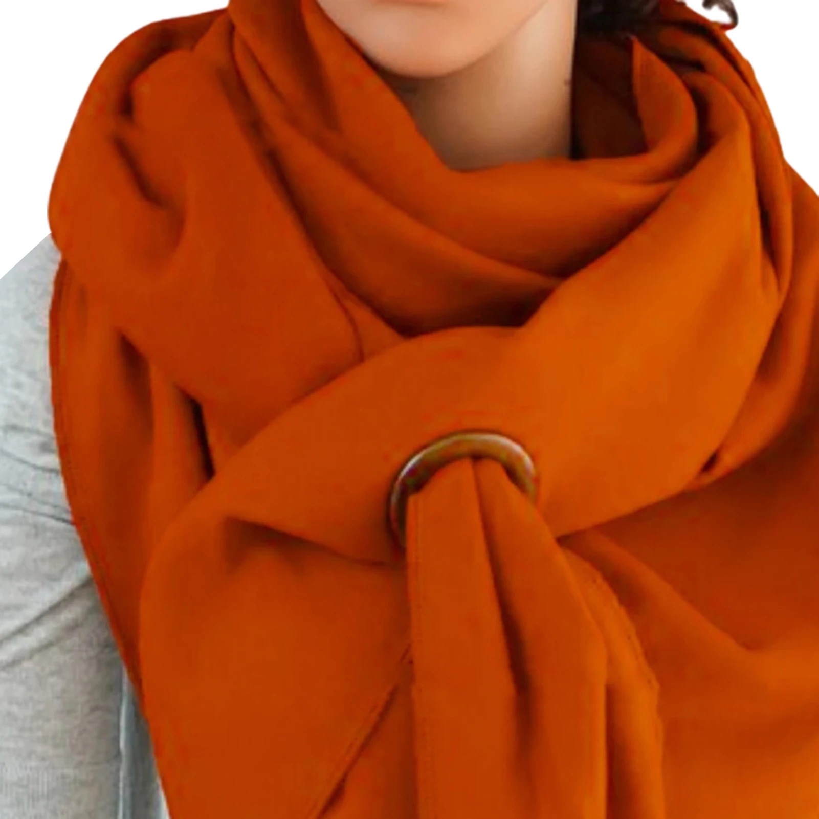 

Women Autumn Winter Elegant Solid Color Soft Neck Wrap Cotton Warm Multi-purpose Scarf Shawl Female Casual Scarves