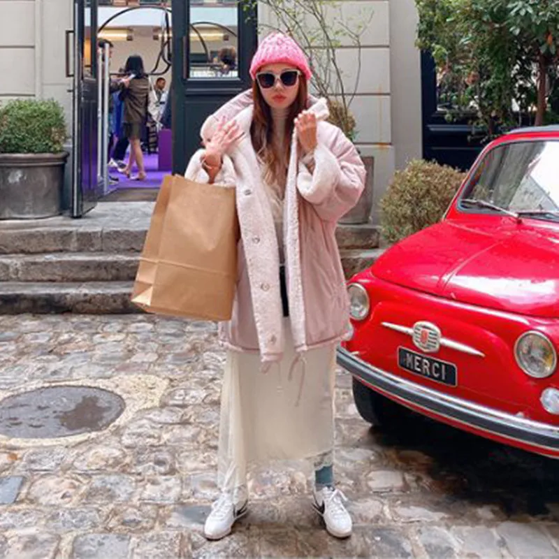 

YourSeason Winter Spring New Ladies Cotton Padded Clothes Coats 2021 Korean Thicken Warm Plus Women Lambs Wool Overalls Parkas