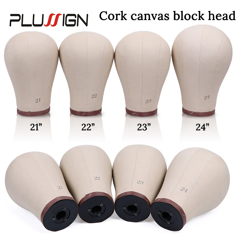 Cork Canvas Head For Making Wigs Display Wig Head With Pins And Stocking Cap 21 22 23 24Inch Block Head Diy Wig Making Tools