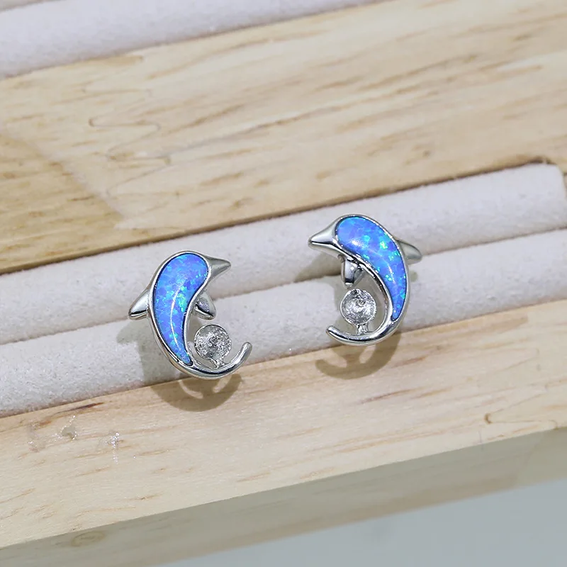 925 серебряные синие серьги с дельфином ручной работы жемчужные