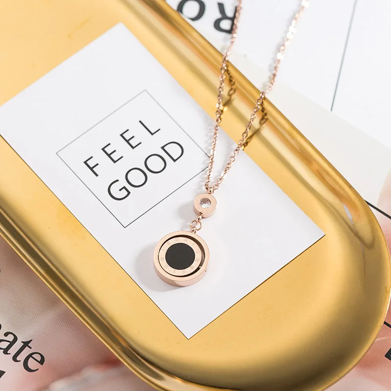 Новинка 2019 распродажа двустороннее ожерелье из титановой стали с кристаллами