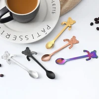 1pcs mini bear kitten design stainless steel coffee tea dessert drink mixing milkshake spoon tableware