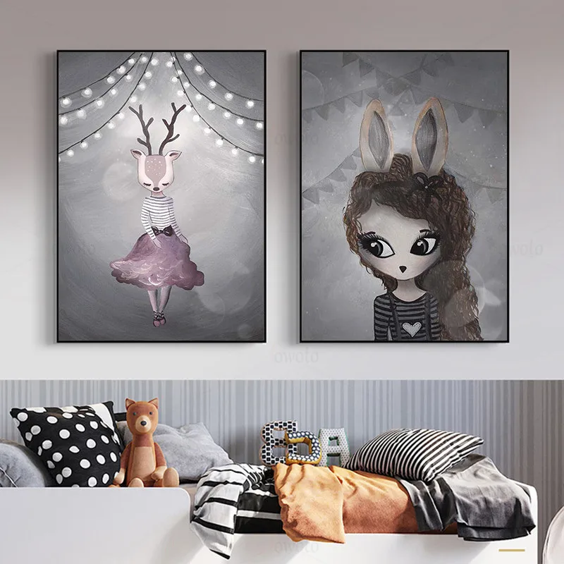 Плакат с изображением кролика девочки оленя принцессы Луны | Дом и сад