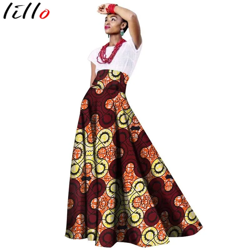 Office Women African Dresses for Women   Print Skirt Cotton Cotton Long Skirt  Fashion Women's Long Skirt Fashion Trend Style