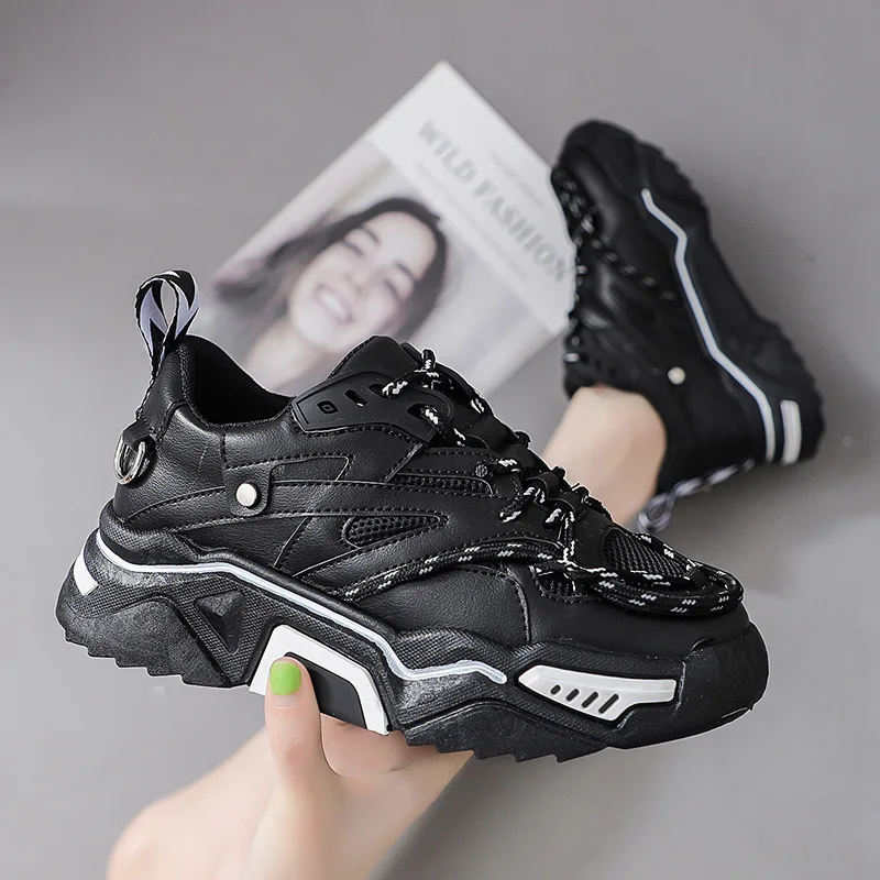 Кроссовки женские на массивной платформе Вулканизированная подошва дышащие