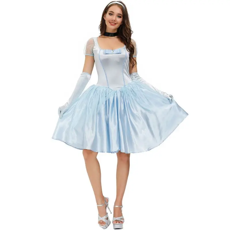 

Halloween Women Fairy Tale Princess Cosplay Blue Dress Carnival Party Outfits