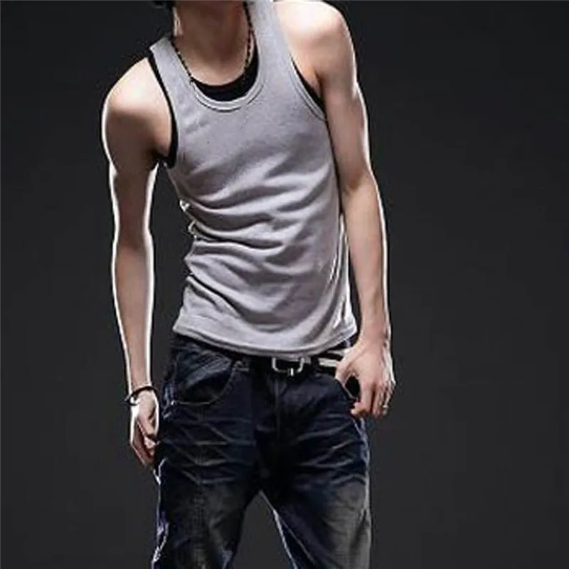 

New Summer Men Muscle Vest Sleeveless Slim Tee Shirt Tank Top Bodybuilding Fitness Vest Stylish Mens Skinny Tank Tops
