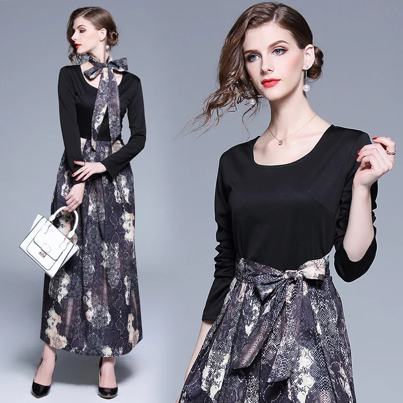 

Платье-макси в английском стиле, с длинным рукавом и поясом