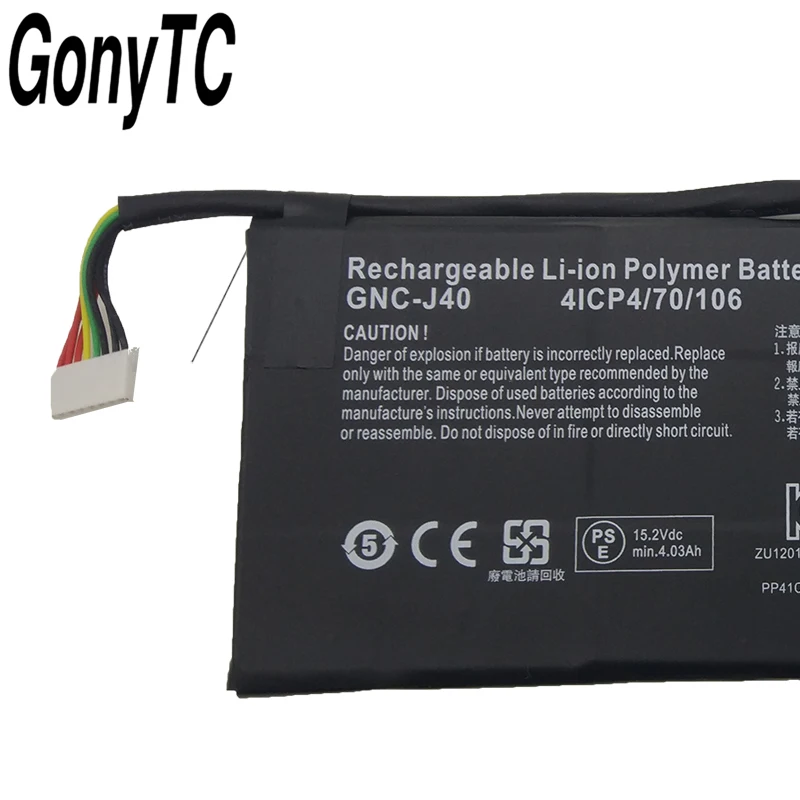 GONYTC 15 2 V 4030 mAh 61.25Wh новый оригинальный GNC J40 961TA013F ноутбука Батарея для GIGABYTE P34W P34K P34F