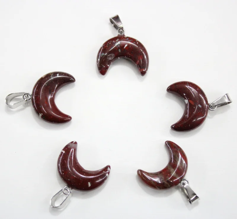 

Wholesale 12pcs high quality natural aventurine stone moon shape pendants15x20mm for jewelry making