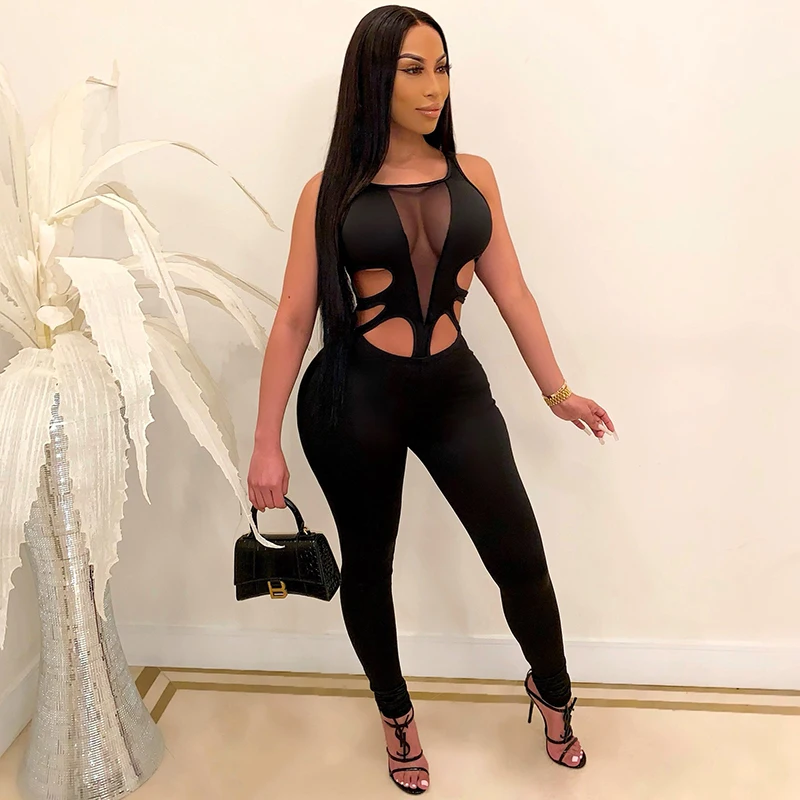 

Новинка лета 2021, сексуальный Модный популярный стиль, сетчатый комбинезон с прострочкой, высокая эластичность, сексуальный комбинезон для ...