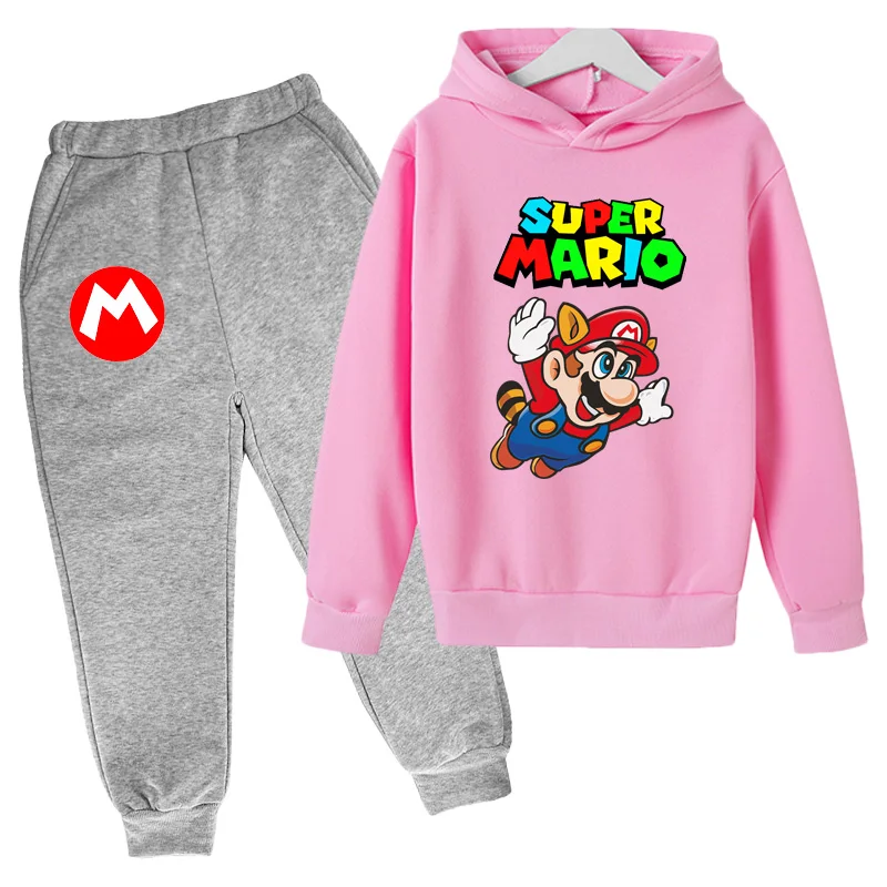 

Детская одежда в стиле Super mario, толстовки с капюшоном и штаны, одежда для мальчиков и девочек, худи в стиле Марио, одежда для подростков, осенн...
