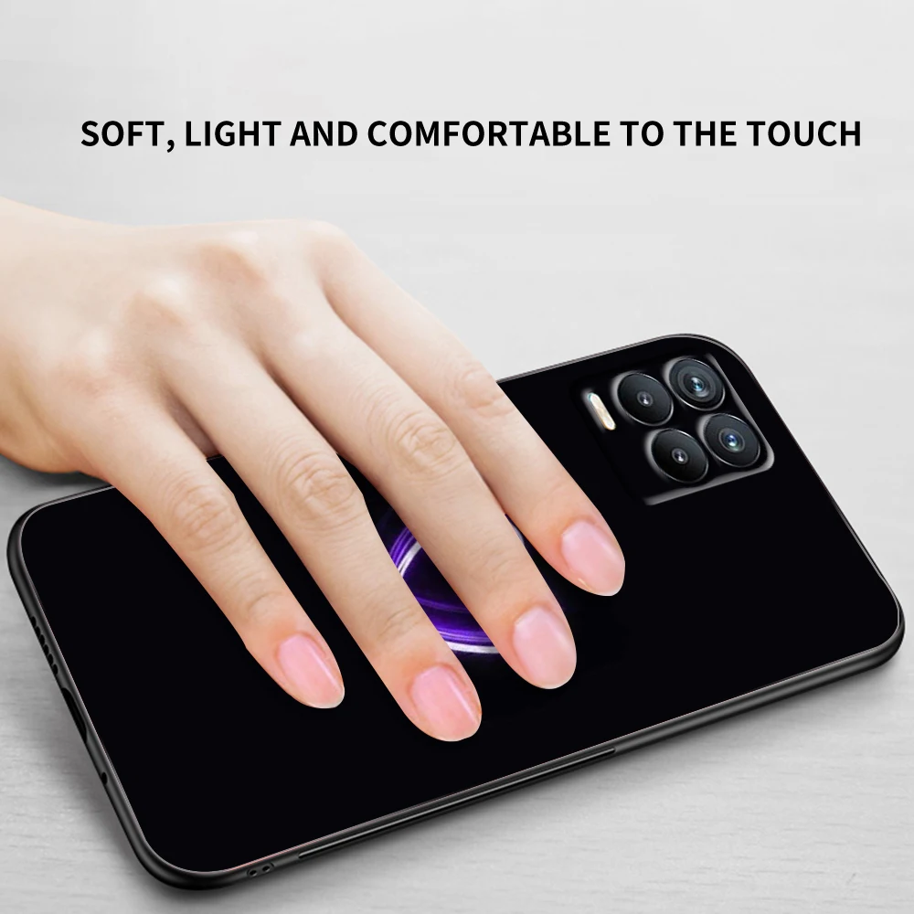 purple colour neon light for oppo realme narzo 30 20 8 8i 7 6 5 3 2 pro global 5g soft tpu silicone black phone case cover free global shipping