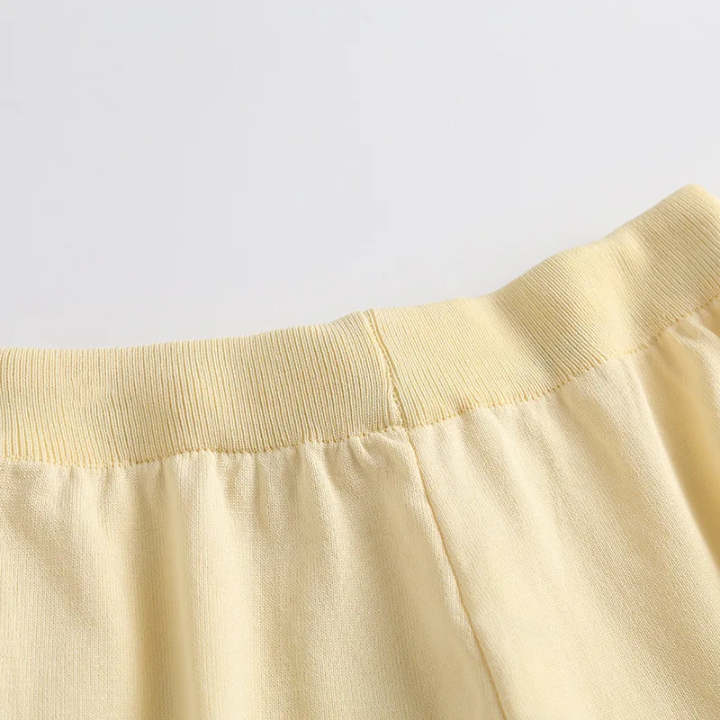 

Korean Women's Summer 2021 New Elasticized Waist Drawstring Bow Knit Straight Leg Shorts