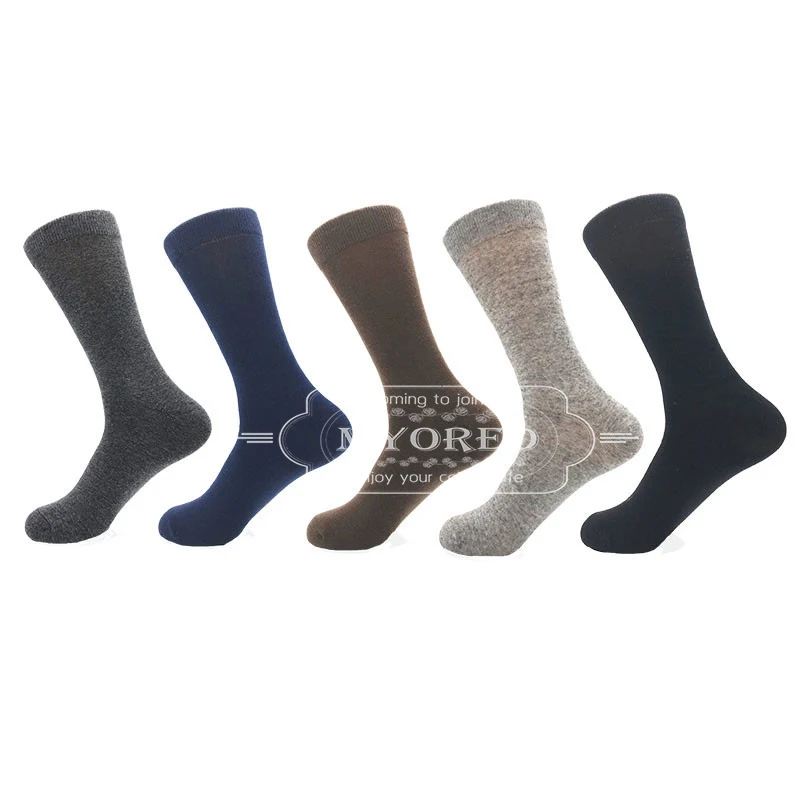 5 pairs of socks MYORED Прямая чесаные хлопковые носки мужские деловые носки для команды Классические однотонные клетчатые носки Calcetines de hombre - Цвет: 5 pairs of socks