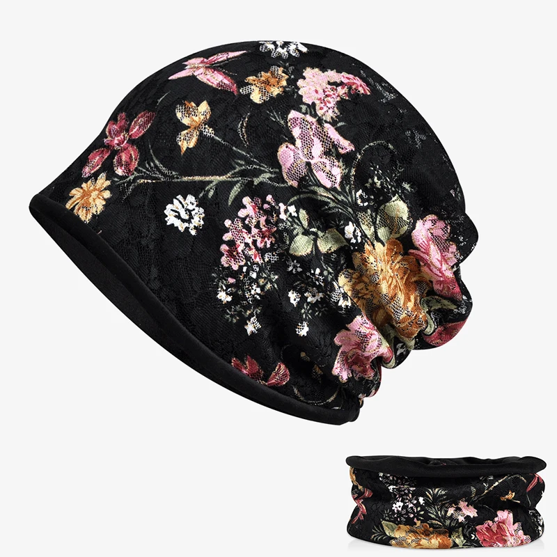 Женские шапочки зимние Утепленные бархатная подкладка шапка женский тюрбан Два